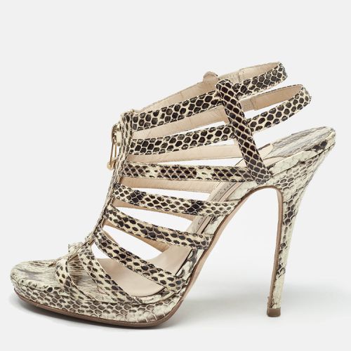 Jimmy Choo Brown/Beige Embossed Snakeskin Zip Detail Strappy Sandals Size 40 - Jimmy Choo - Modalova