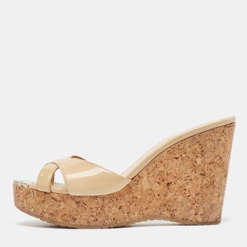 Jimmy Choo Beige Patent Leather Prima Cork Wedge Sandals Size 39 - Jimmy Choo - Modalova