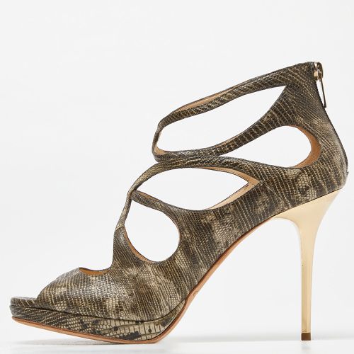 Two Tone Lizard Embossed Leather Cage Platform Pumps Size 40.5 - Jimmy Choo - Modalova