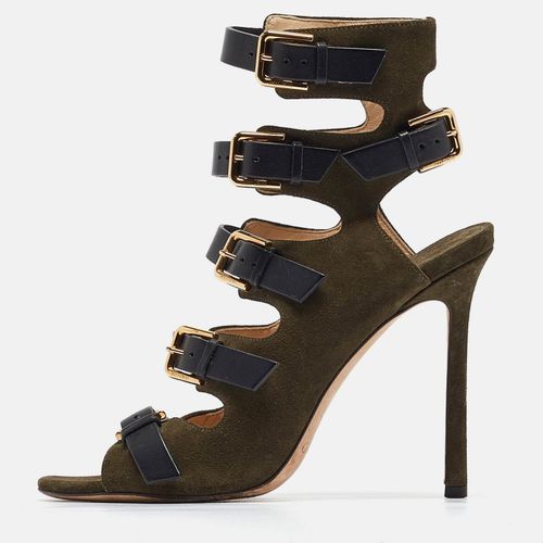 Jimmy Choo Green Suede Buckle Strappy Sandals Size 37 - Jimmy Choo - Modalova