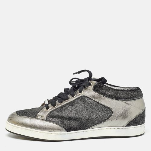 Jimmy Choo Grey Glitter Velvet and Leather Miami Low Top Sneakers Size 38 - Jimmy Choo - Modalova