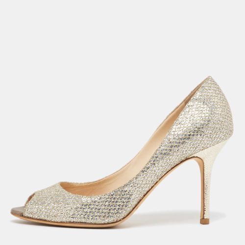 Jimmy Choo Silver/Gold Glitter Evelyn Peep Toe Pumps Size 38.5 - Jimmy Choo - Modalova