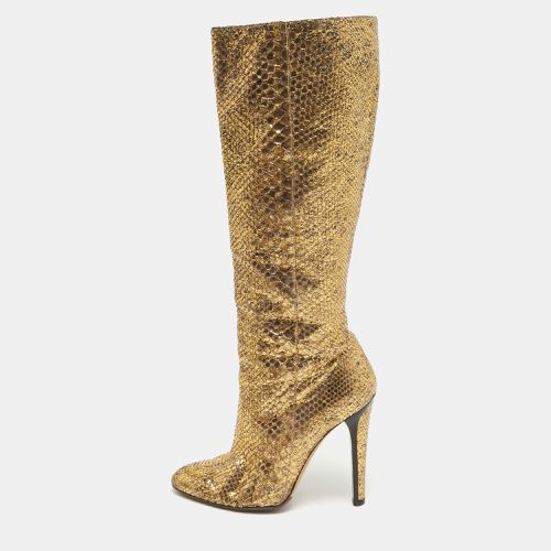 Jimmy Choo Gold Python Leather Knee Length Boots Size 37 - Jimmy Choo - Modalova