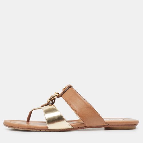 Gold Leather Flat Slides Size 38 - Jimmy Choo - Modalova