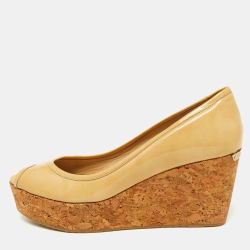 Jimmy Choo Beige Patent Leather Cork Wedge Parley Pumps Size 39 - Jimmy Choo - Modalova