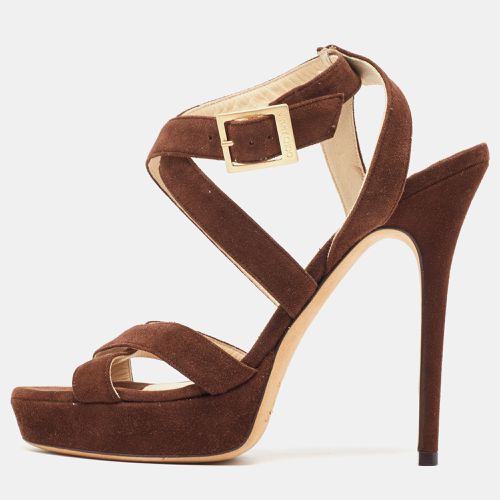 Jimmy Choo Brown Suede Lottie Strappy Platform Sandals Size 38 - Jimmy Choo - Modalova