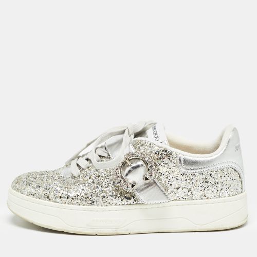 Jimmy Choo Silver Glitter and Leather Osaka Sneakers Size 38.5 - Jimmy Choo - Modalova