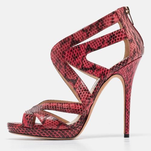 Jimmy Choo Pink Python Leather Collar Platform Sandals Size 41 - Jimmy Choo - Modalova