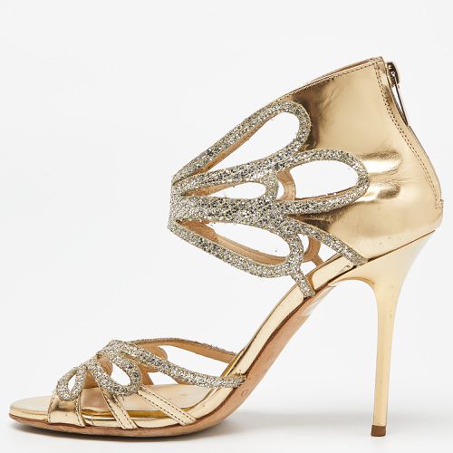 Laminated Leather and Glitter Zip Sandals Size 37 - Jimmy Choo - Modalova