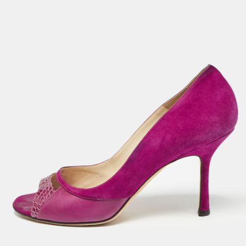 Jimmy Choo Purple Leather and Suede Open Toe Pumps Size 38.5 - Jimmy Choo - Modalova