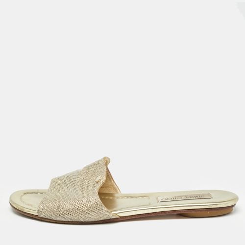 Jimmy Choo Gold Glitter Nanda Flat Slides Size 38.5 - Jimmy Choo - Modalova