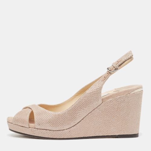 Jimmy Choo Beige Suede and Glitter Wedge Sandals Size 37.5 - Jimmy Choo - Modalova