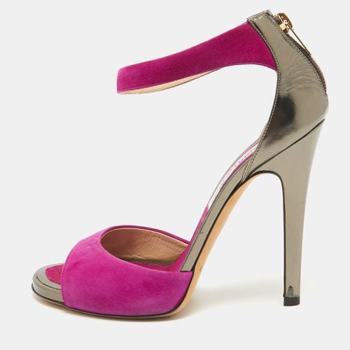 Jimmy Choo Purple/Metallic Grey Suede and Leather Ankle Strap Sandals Size 37.5 - Jimmy Choo - Modalova