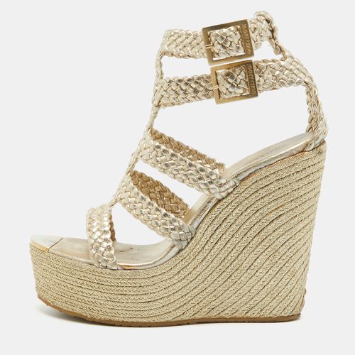 Jimmy Choo Gold Braided Leather Wedge Sandals Size 39 - Jimmy Choo - Modalova