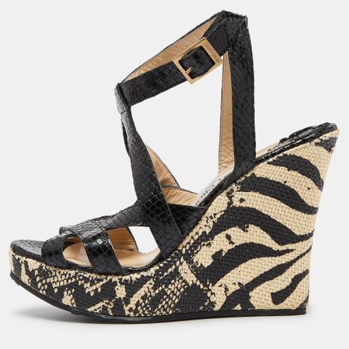 Jimmy Choo Black Snakeskin Embossed Leather Platform Wedge Sandals Size 39 - Jimmy Choo - Modalova