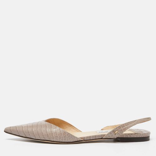 Jimmy Choo Beige Croc Embossed Leather Slingback Flat Sandals Size 41 - Jimmy Choo - Modalova