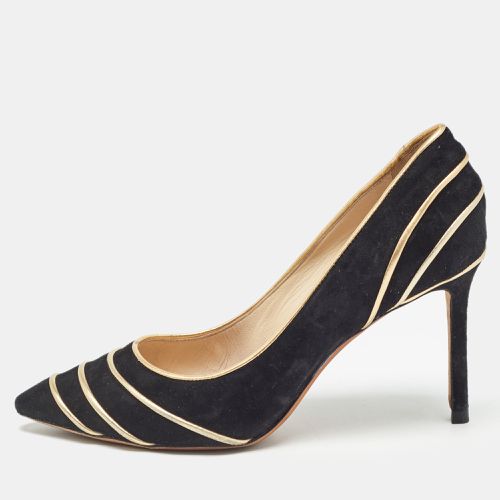 Jimmy Choo Black/Gold Suede and Leather Trim Romy Pointed Toe Pumps Size 36 - Jimmy Choo - Modalova