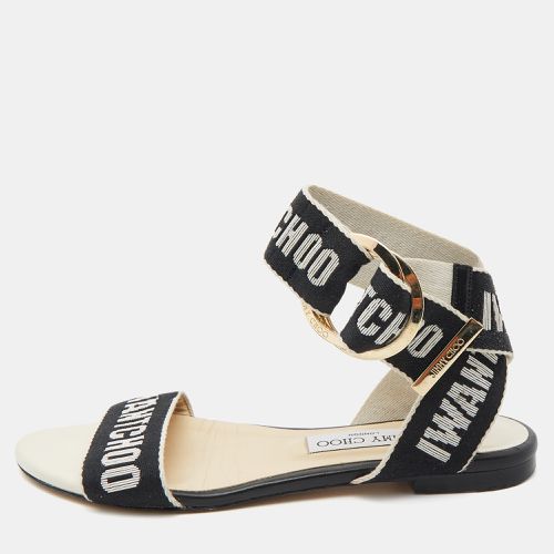 Jimmy Choo Black/Beige Canvas Breanne Flat Sandals Size 37 - Jimmy Choo - Modalova