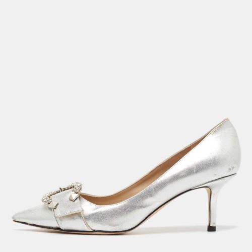 Jimmy Choo Silver Leather Crystal Embellished Pointed Toe Pumps Size 37 - Jimmy Choo - Modalova