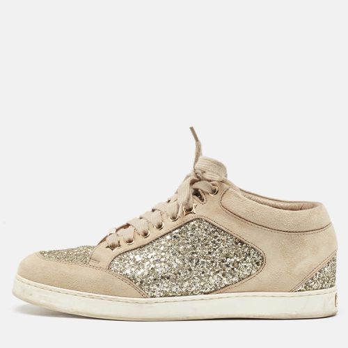 Jimmy Choo Beige Glitter and Suede Miami Sneakers Size 36 - Jimmy Choo - Modalova