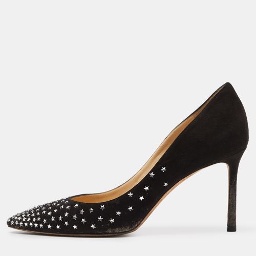 Jimmy Choo Black Suede Romy Crystal Embellished Pointed Toe Pumps Size 39.5 - Jimmy Choo - Modalova