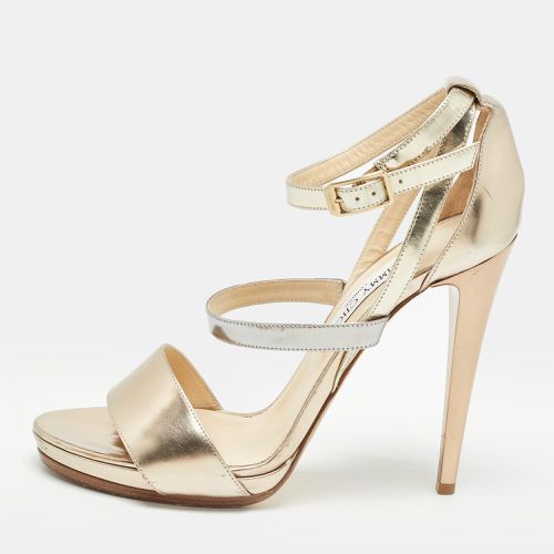 Jimmy Choo Gold/Silver Leather Ankle Strap Sandals Size 41 - Jimmy Choo - Modalova