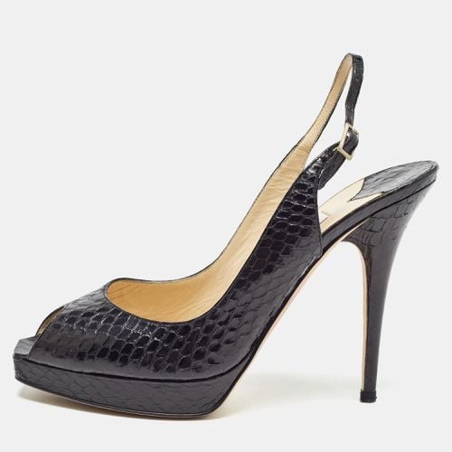 Jimmy Choo Black Embossed Python Clue Sandals Size 39.5 - Jimmy Choo - Modalova