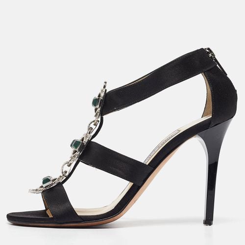 Jimmy Choo Black Satin Jeweled Strappy Sandals Size 39 - Jimmy Choo - Modalova