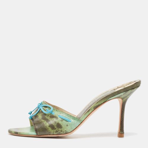 Jimmy Choo Vintage Green/Brown Karung Bow Mule Sandals Size 39 - Jimmy Choo - Modalova