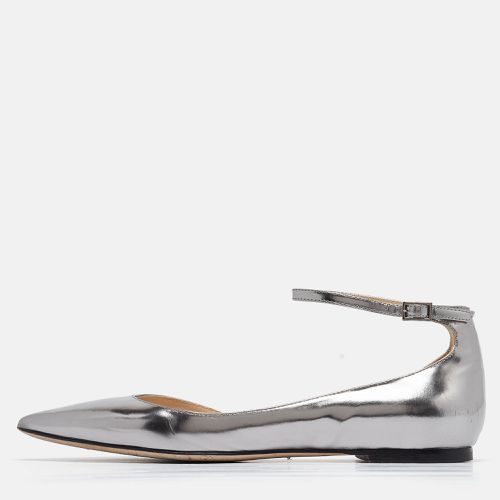 Jimmy Choo Metallic Grey Leather Lucy Ankle Strap Flats Size 37 - Jimmy Choo - Modalova