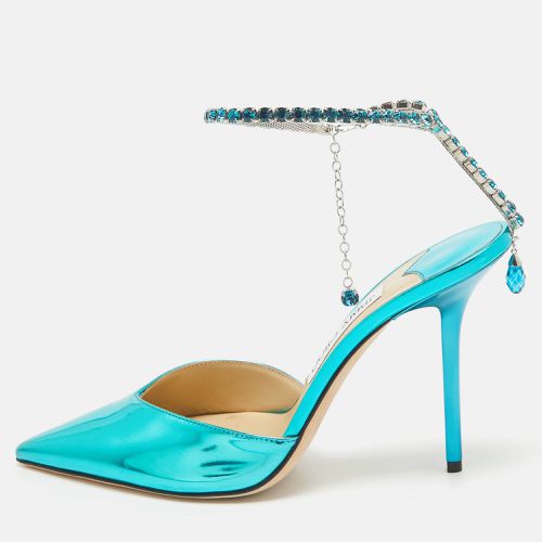 Jimmy Choo Blue Patent Leather Saeda Crystal Embellished Pointed Toe Pumps 40 - Jimmy Choo - Modalova