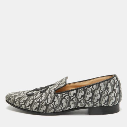 Jimmy Choo Silver/Black Glitter Fabric Sache JC Monogram Smoking Slippers Size 39 - Jimmy Choo - Modalova