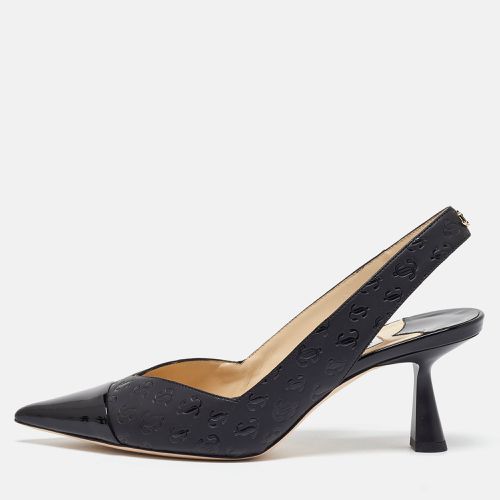 Jimmy Choo Black Logo Embossed Leather Liya Slingback Pumps Size 37.5 - Jimmy Choo - Modalova