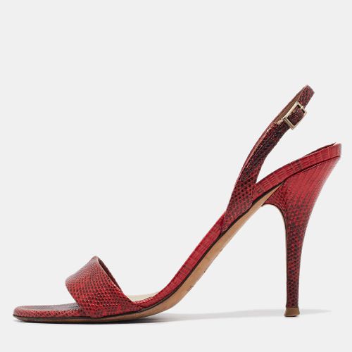 Jimmy Choo Red/Black Embossed Lizard Slingback Sandals Size 38.5 - Jimmy Choo - Modalova