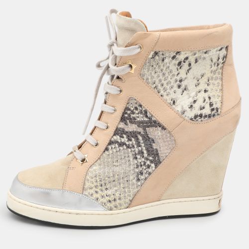 Jimmy Choo Multicolor Suede and Python Embossed Leather Panama Wedge Sneakers Size 39 - Jimmy Choo - Modalova