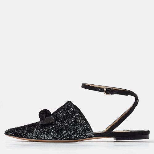 Jimmy Choo Black Fabric and Glitter Bow Mules Size 38 - Jimmy Choo - Modalova