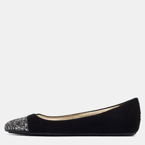 Jimmy Choo Black/Silver Suede and Glitter Ballet Flats Size 38.5 - Jimmy Choo - Modalova