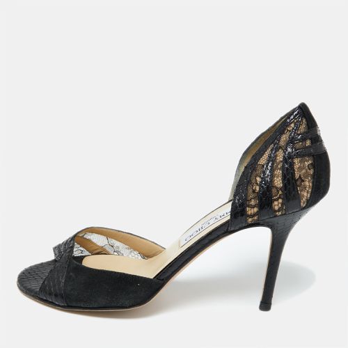 Jimmy Choo Black Lace, Suede and Watersnake Leather Pumps Size 38.5 - Jimmy Choo - Modalova