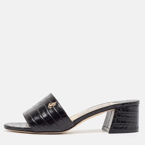 Jimmy Choo Black Croc Embossed Leather Minea Slide Sandals Size 35 - Jimmy Choo - Modalova