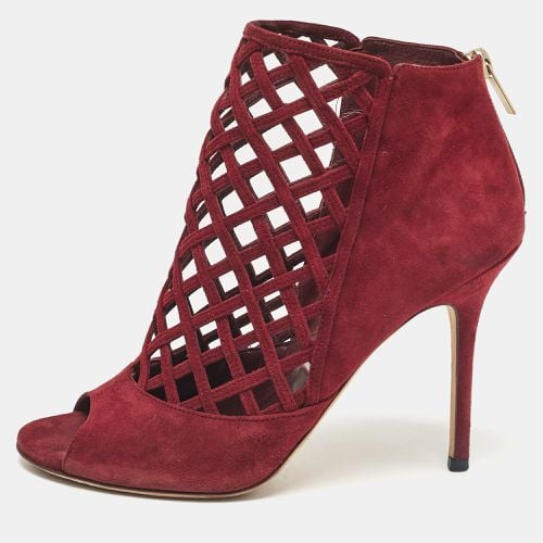 Jimmy Choo Burgundy Suede Ankle Length Boots Size 39 - Jimmy Choo - Modalova