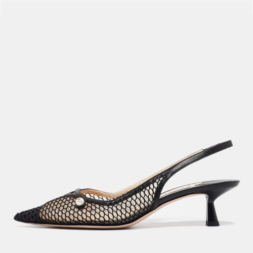 Jimmy Choo Black Leather and Mesh Amita Slingback Pumps Size 39 - Jimmy Choo - Modalova