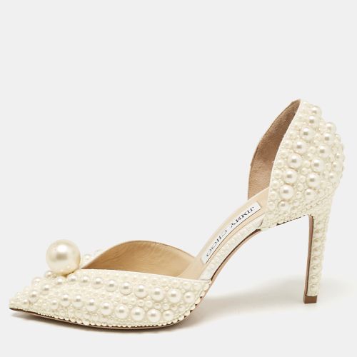 Jimmy Choo Cream Faux Pearl and Satin D'orsay Pumps Size 37.5 - Jimmy Choo - Modalova