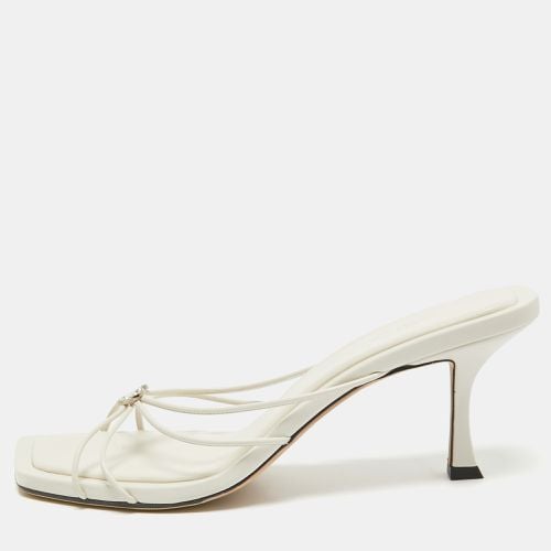 Jimmy Choo Cream Leather Crystal Embellished Slide Sandals Size 42 - Jimmy Choo - Modalova