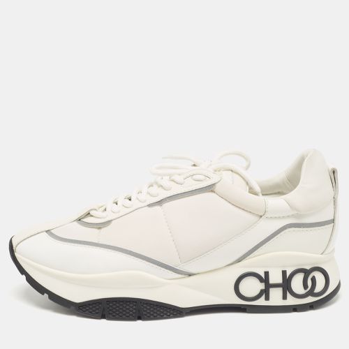 Jimmy Choo White Fabric and Leather Raine Lace Up Sneakers Size 41.5 - Jimmy Choo - Modalova