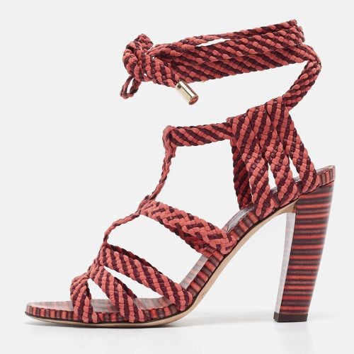 Jimmy Choo Two Tone Woven Suede and Leather Ankle Tie Sandals Size 37 - Jimmy Choo - Modalova