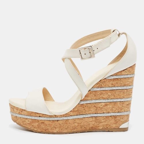 Jimmy Choo Cream Leather Wedge Sandals Size 39 - Jimmy Choo - Modalova