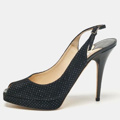 Jimmy Choo Black Embellished Suede Peep Toe Platorm Slingback Pumps Size 41 - Jimmy Choo - Modalova