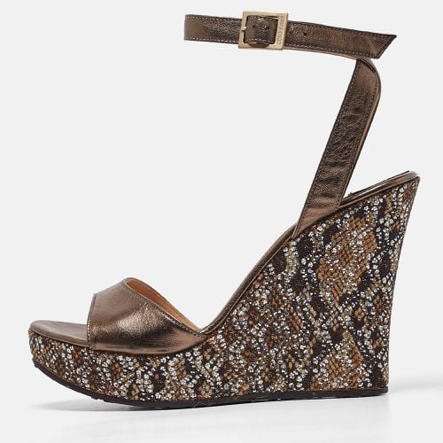 Jimmy Choo Metallic Leather Glitter Wedge Ankle Strap Sandals Size 40 - Jimmy Choo - Modalova