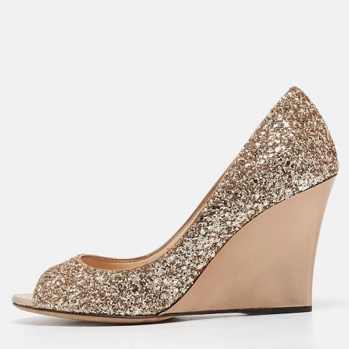 Jimmy Choo Gold Glitter Baxen Wedge Pumps Size 35.5 - Jimmy Choo - Modalova