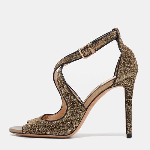 Jimmy Choo Gold Leather and Lurex Fabric Emily Ankle Strap Sandals Size 35 - Jimmy Choo - Modalova